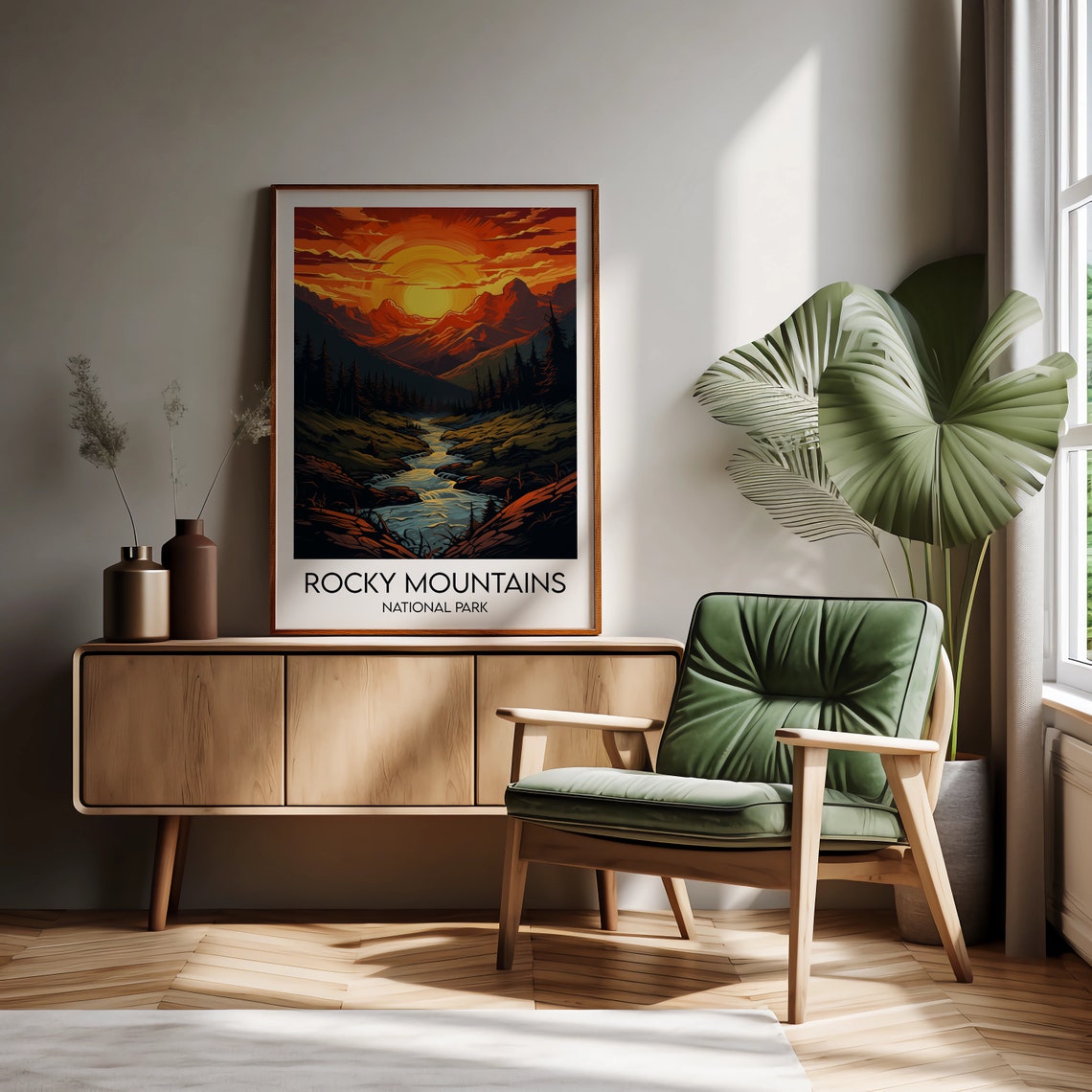 Rocky Mountains National Park Blazing Sunset Peaks Travel Poster - Image 2