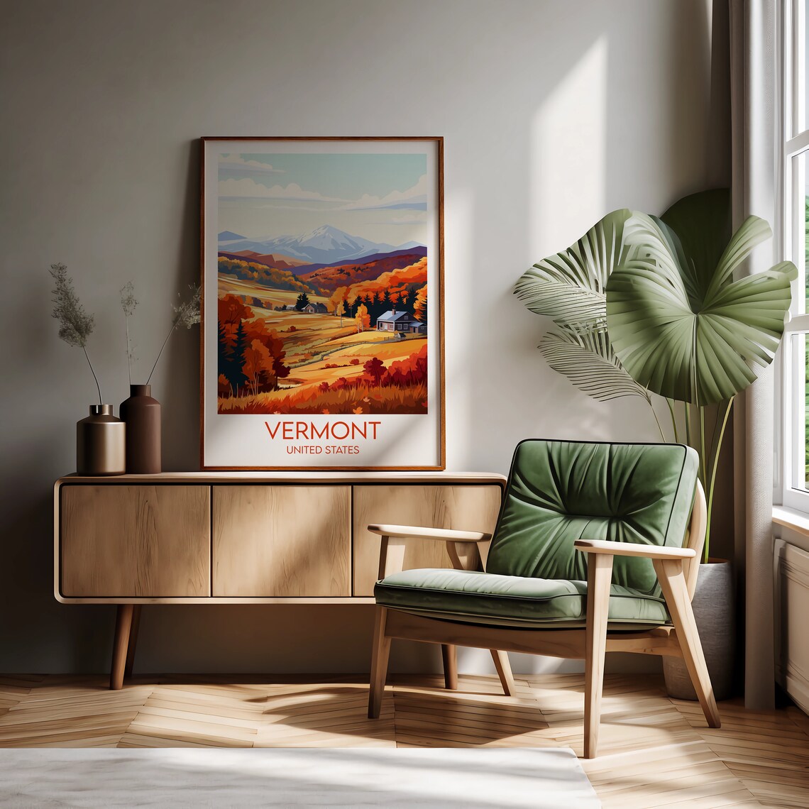 Vermont United States Autumn Foliage Retro Travel Art Poster - Image 2