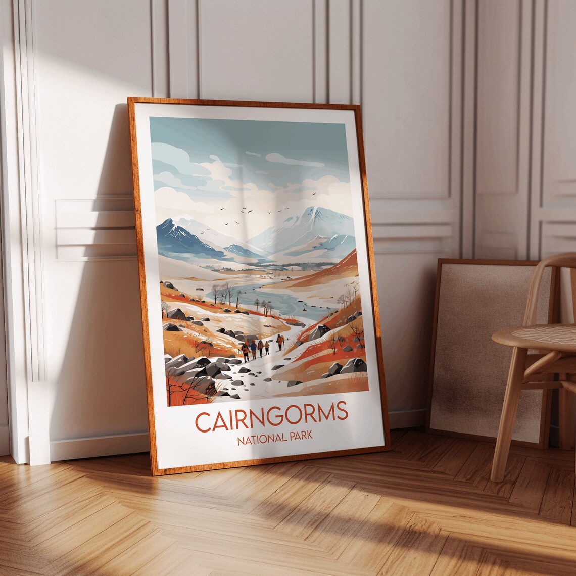Cairngorms National Park Autumn Valley Hikers Highlands Travel Poster - Image 2