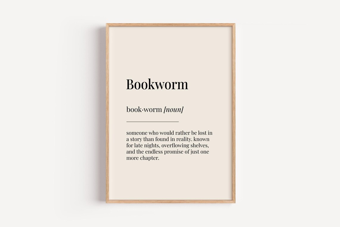 Bookworm Definition Dictionary Poster, Home Office Art