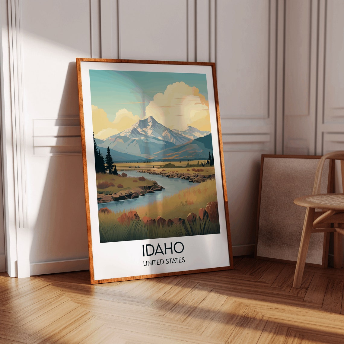 Idaho United States Mountain River Valley Retro Travel Poster - Image 2