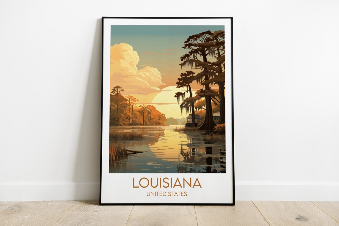 Louisiana Bayou Sunset Cypress Trees Wetland United States Poster