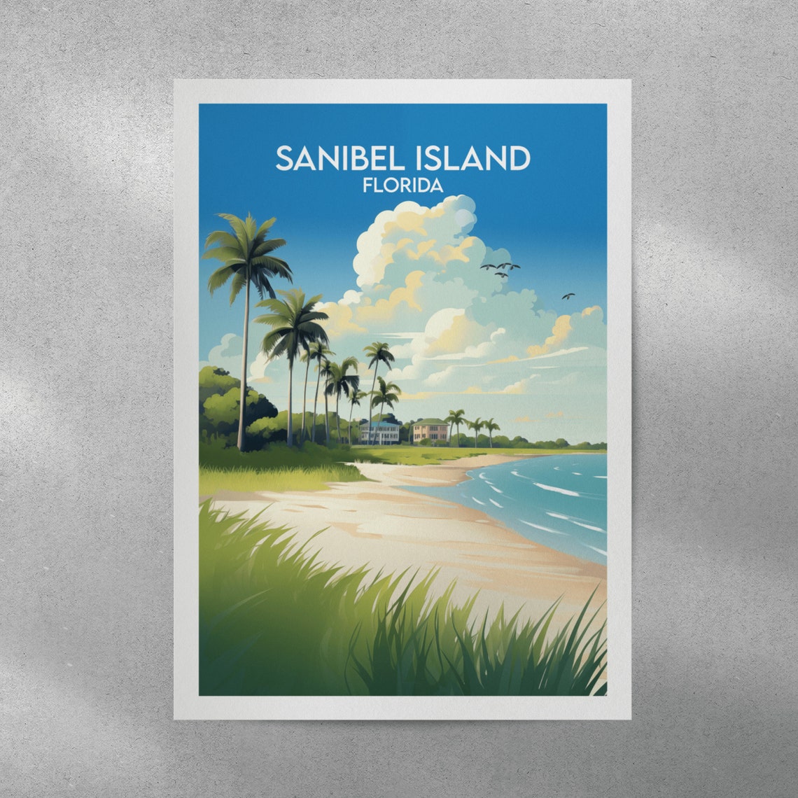 Sanibel Island Florida Palm Beach Shoreline Vintage Travel Poster - Image 5