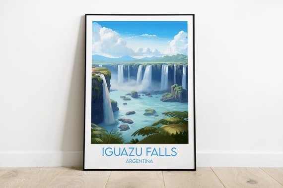 Iguazu Falls Travel Print Argentina Poster Custom Personalised Wedding Birthday Gift