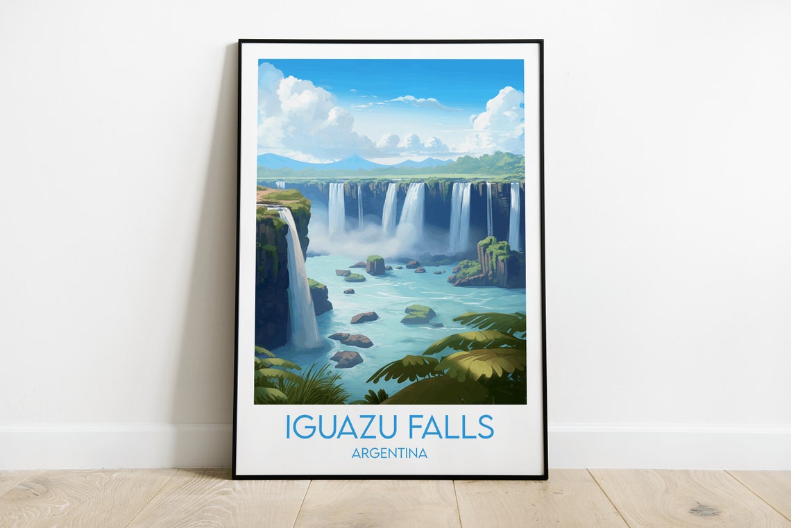 Iguazu Falls Travel Print Argentina Poster Custom Personalised Wedding Birthday Gift