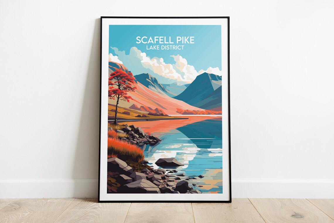Scafell Pike Travel Poster, Lake District Custom
