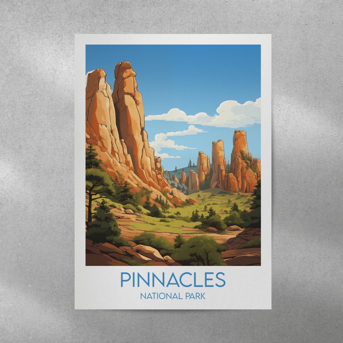 Pinnacles National Park Volcanic Spires Blue Sky Travel Poster - Image 4