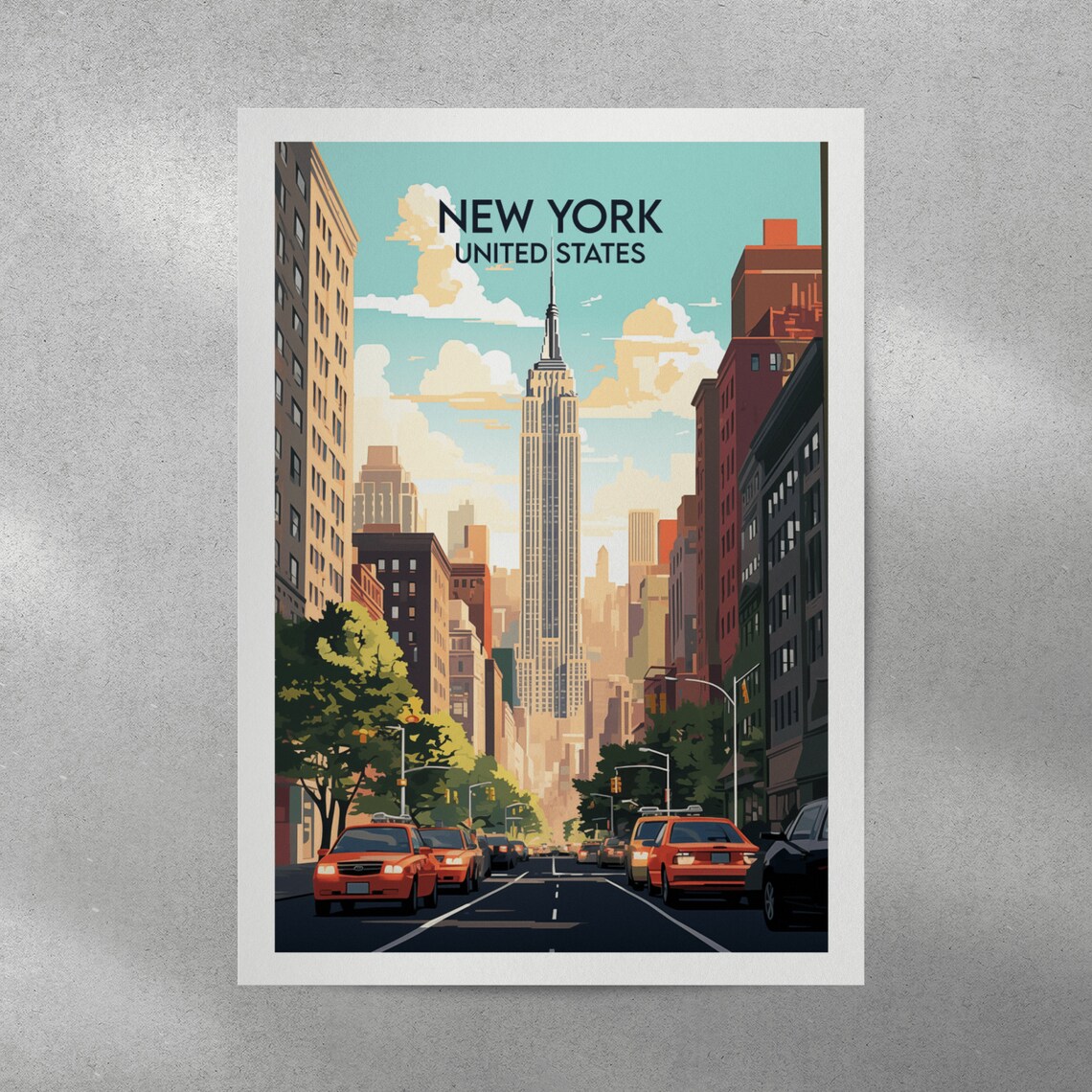 New York City Empire State Building Street Retro Travel Poster - Image 4