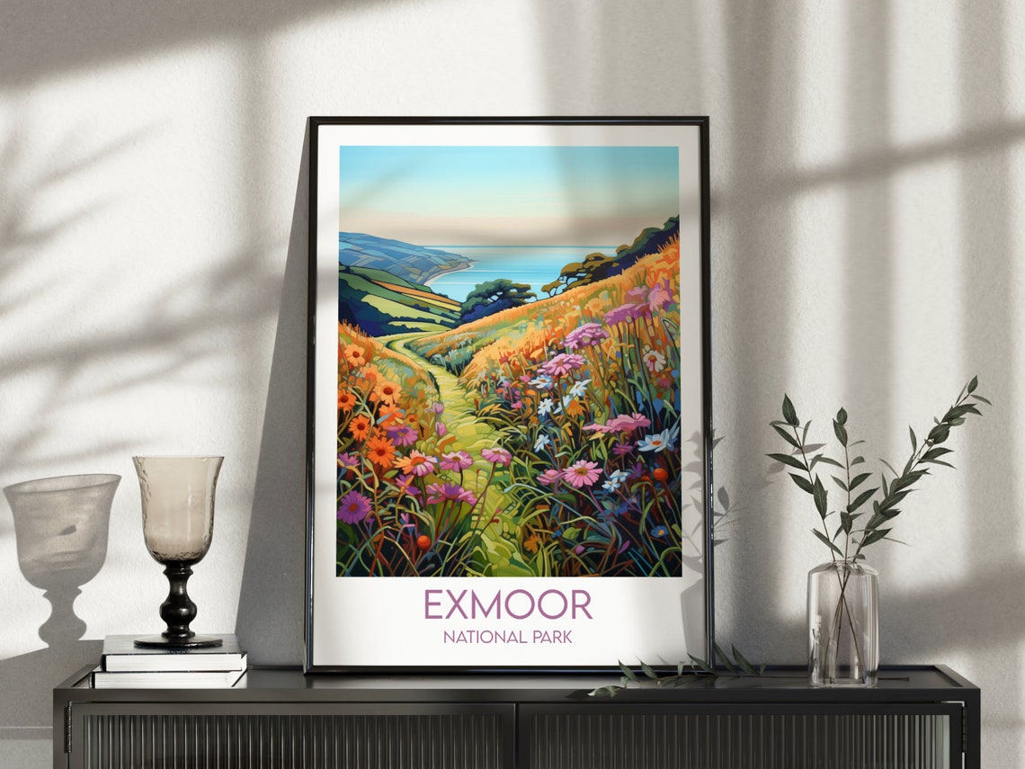 Exmoor National Park Wildflower Trail Ocean View Travel Poster - Image 3