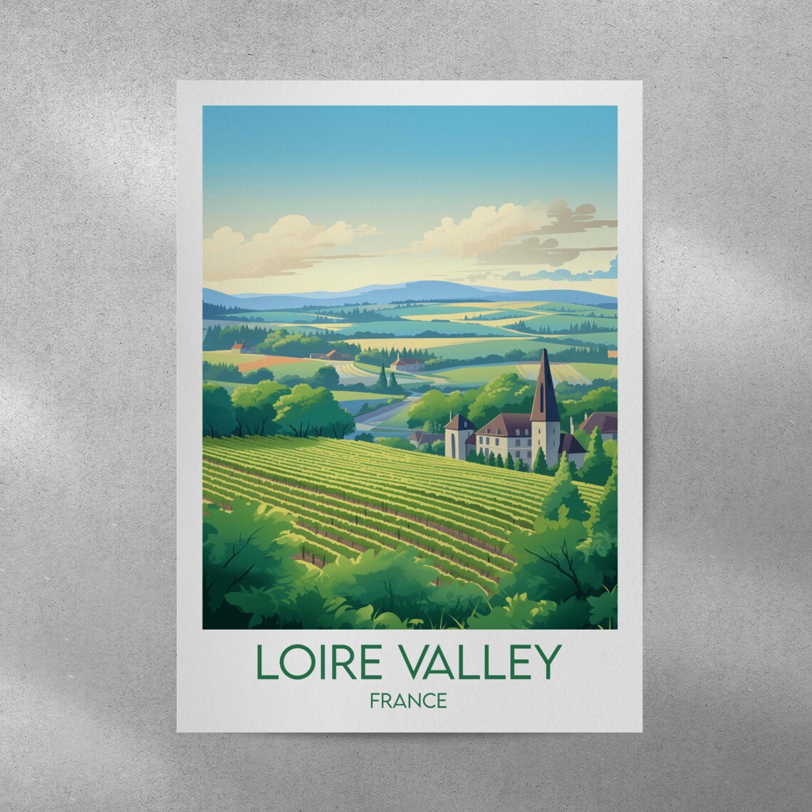 Loire Valley France Vineyard Village Church Vintage Travel Poster - Image 4
