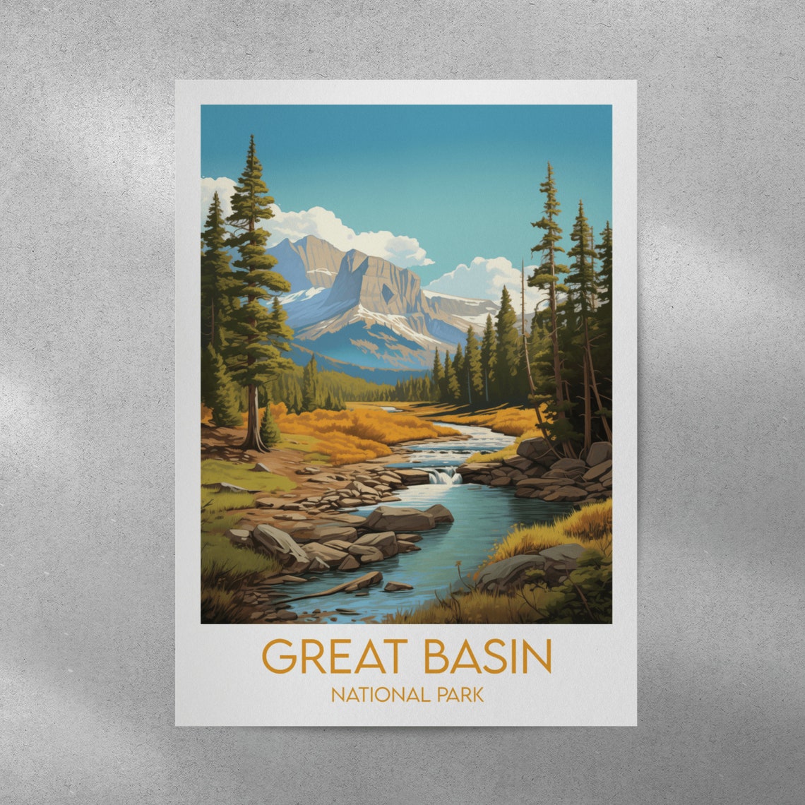 Great Basin National Park Stream and Peak Vintage Travel Poster - Image 2