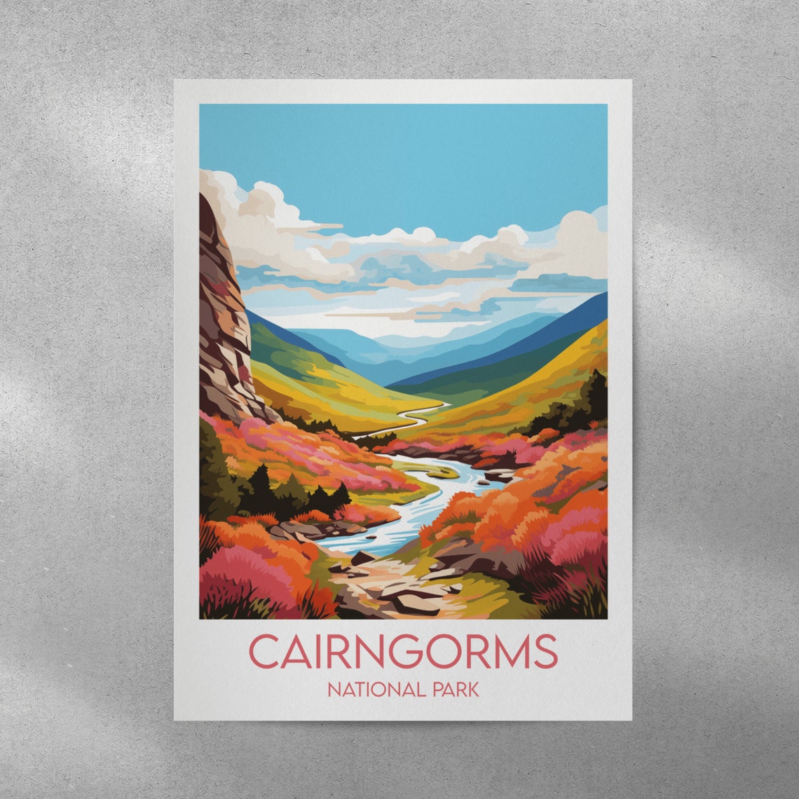 Cairngorms National Park Fall Colors River Valley Scenic Travel Poster - Image 2
