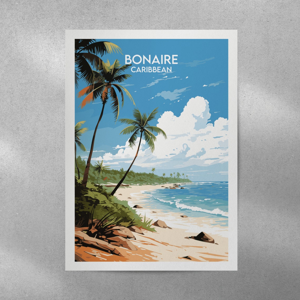 Bonaire Caribbean Palm Beach Turquoise Sea Island Travel Poster - Image 3