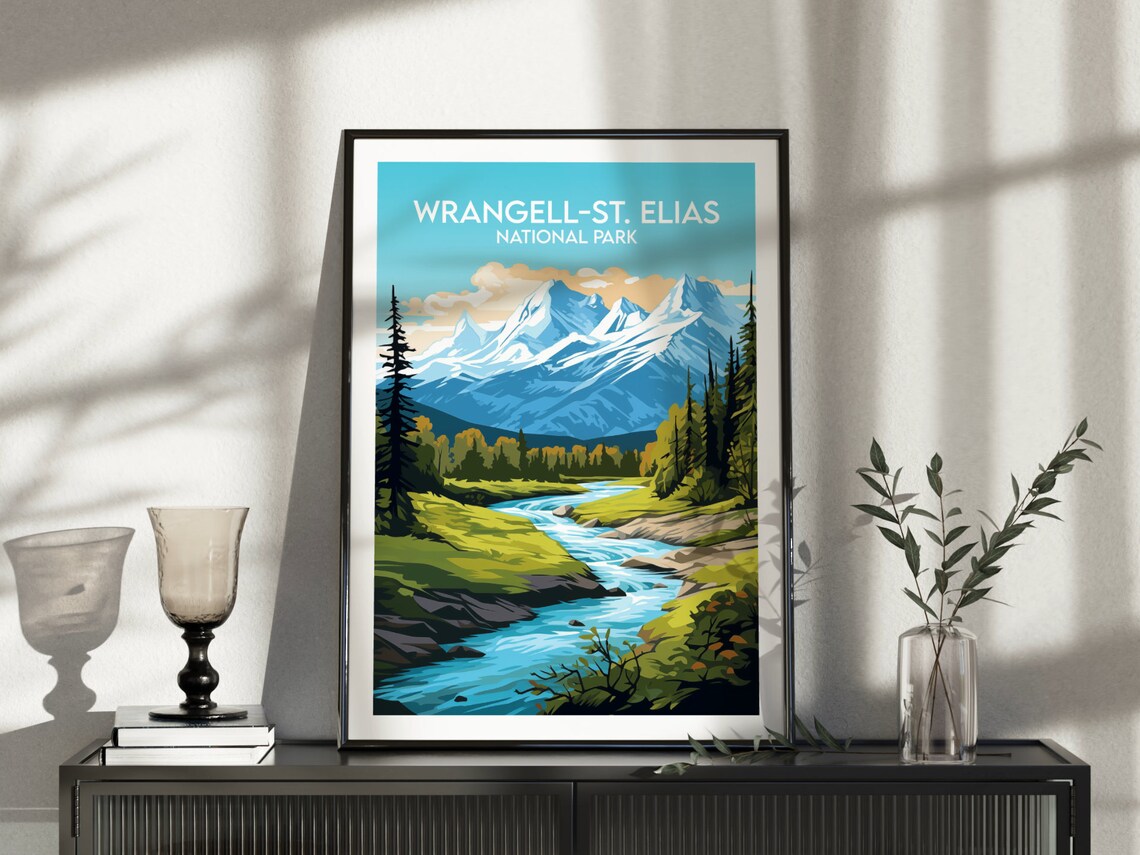 Wrangell St Elias National Park Alaska Summer Valley Travel Poster - Image 5