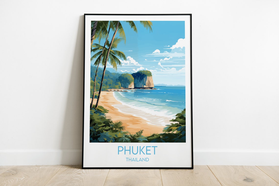 Phuket Thailand Beach Cliff Limestone Bay Travel Scenic Poster