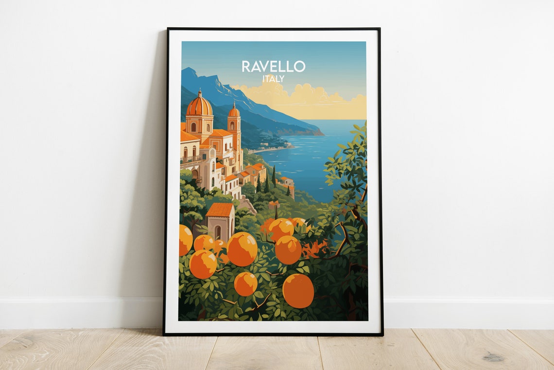 Ravello Italy Amalfi Coast Town Orange Lemon Trees Travel Poster - Image 3