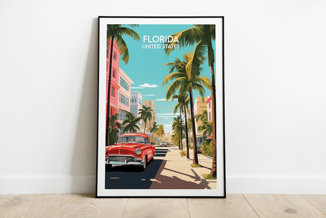 Florida Print, United States Travel Poster