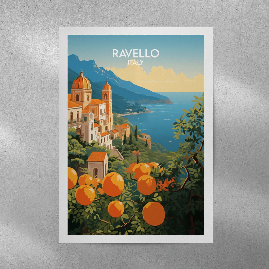 Ravello Italy Amalfi Coast Town Orange Lemon Trees Travel Poster