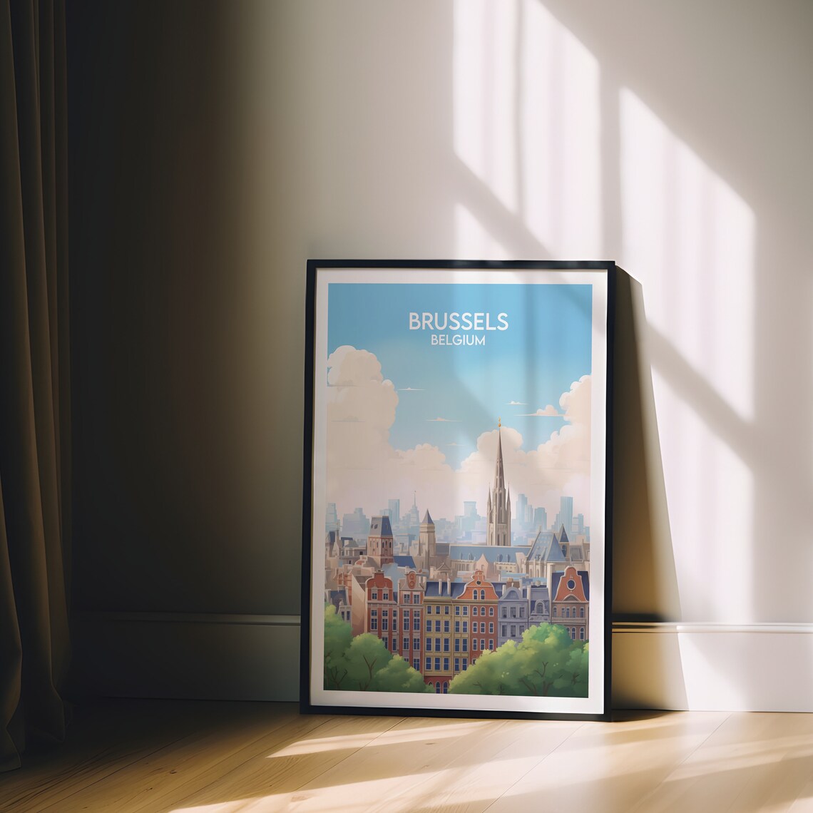Brussels Belgium Historic Skyline Spires Classic Travel Art Poster - Image 2