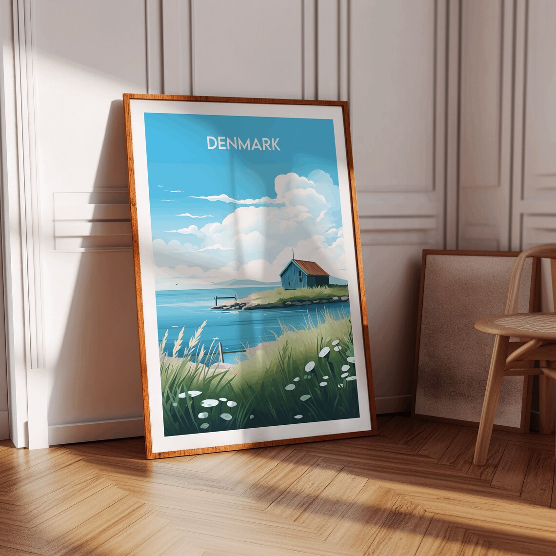 Denmark Coastal Cottage Scandinavian Seaside Vintage Travel Poster - Image 3