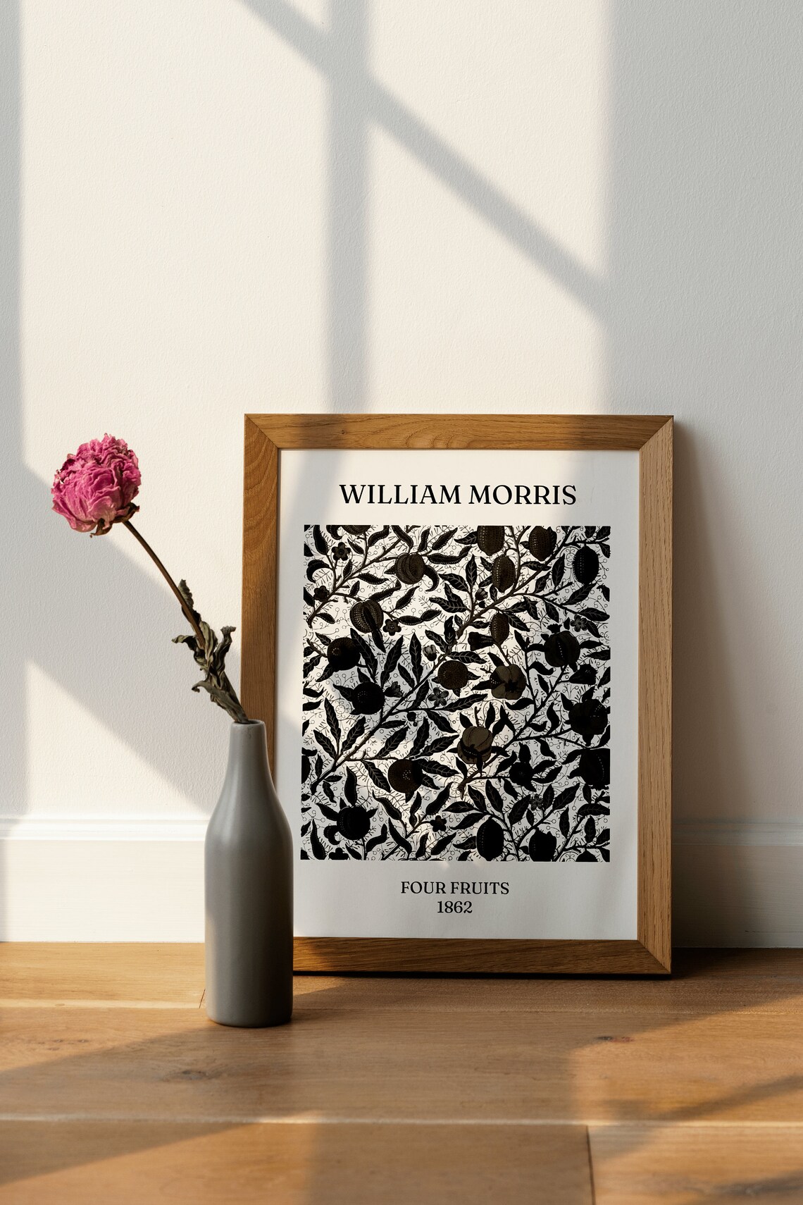 William Morris Four Fruits 1862 Black White Botanical Art Print - Image 3