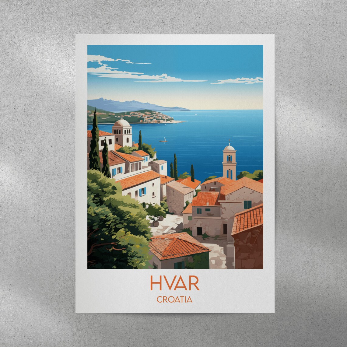 Hvar Croatia Adriatic Coast Old Town Island Harbor Travel Poster - Image 3