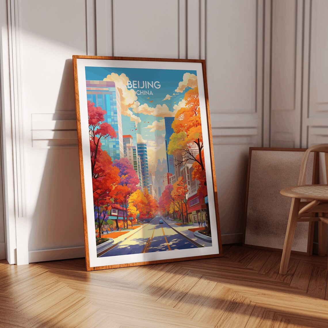 Beijing China Fall Foliage City Boulevard Vintage Travel Poster - Image 2