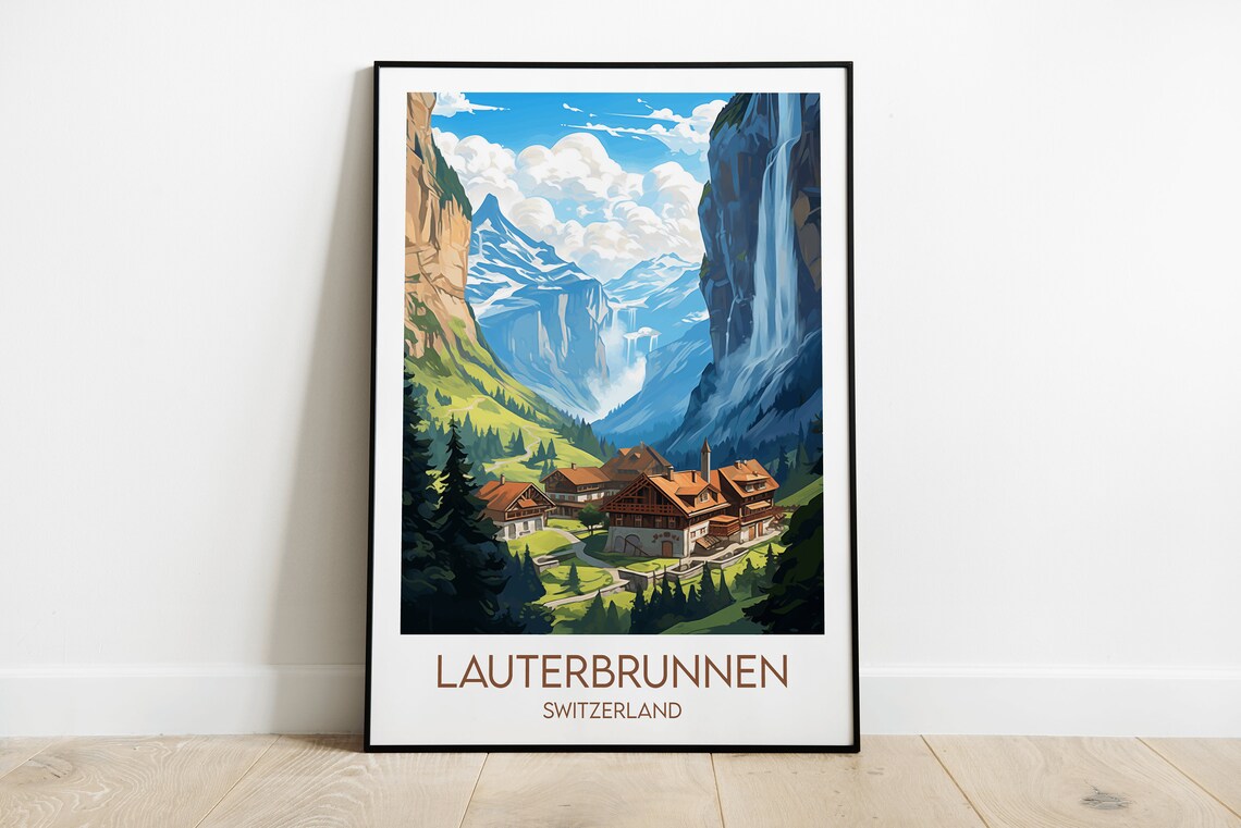 Lauterbrunnen Travel Poster, Switzerland Personalised