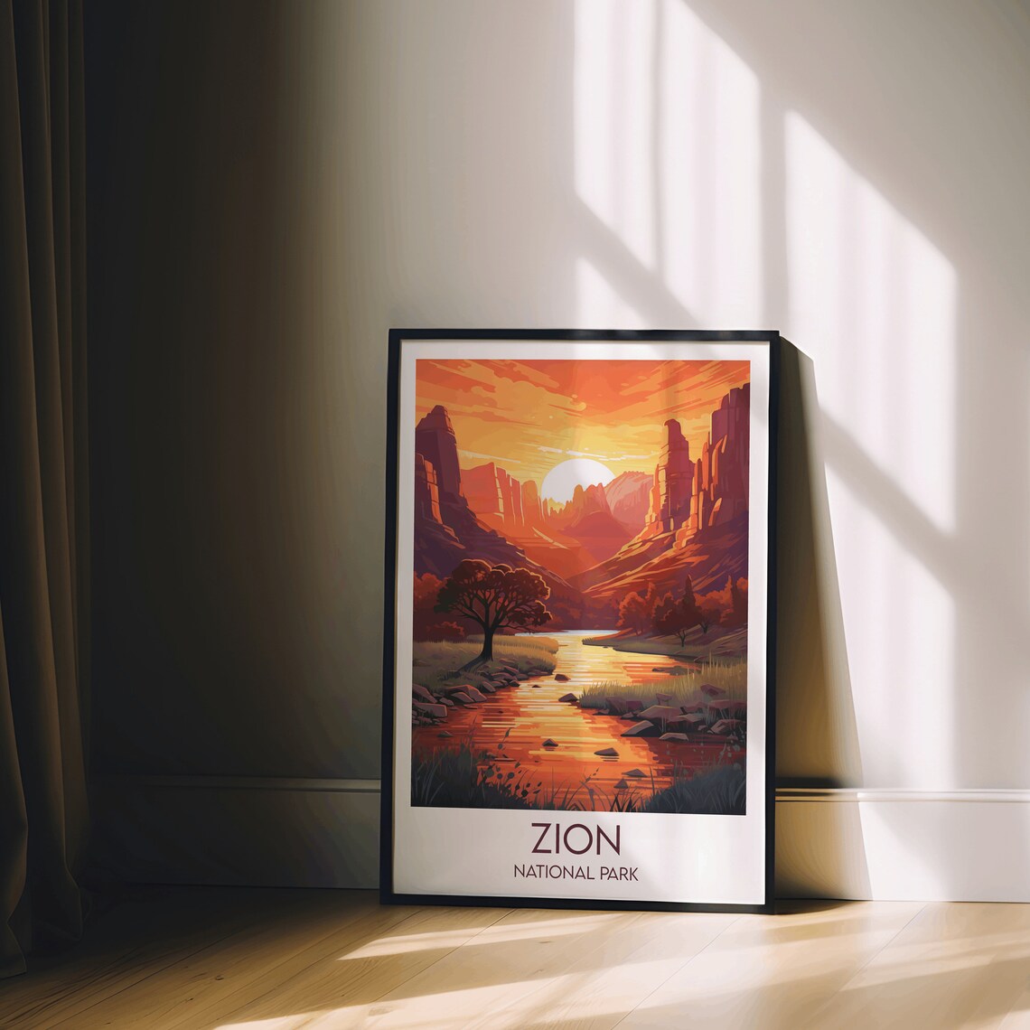 Zion National Park Canyon Sunset Vista Retro Style Travel Poster - Image 2