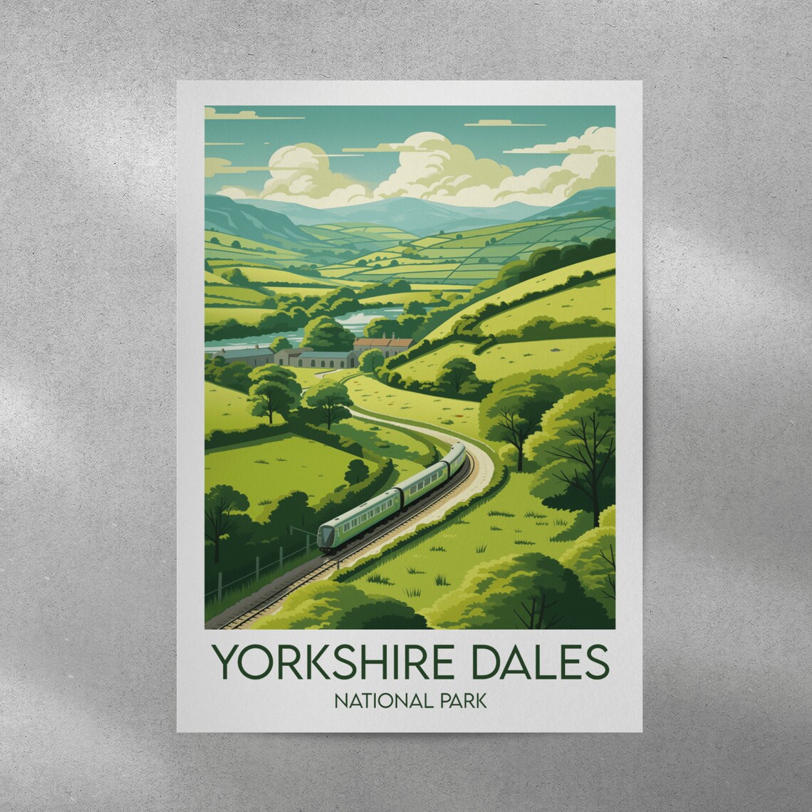 Yorkshire Dales National Park Scenic Railway Hills Travel Art Poster - Image 5