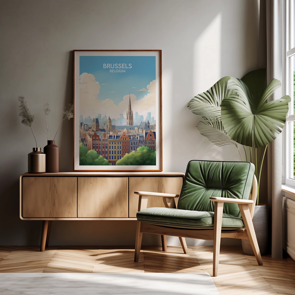 Brussels Belgium Historic Skyline Spires Classic Travel Art Poster - Image 3