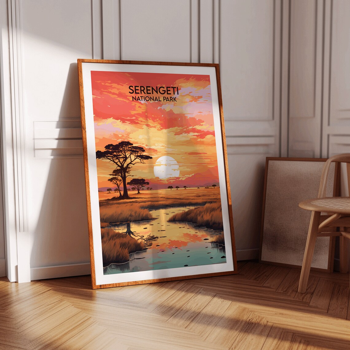 Serengeti National Park Sunset Savanna Acacia Africa Travel Poster - Image 3