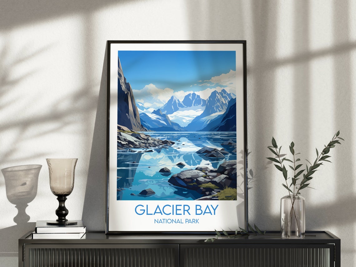 Glacier Bay National Park Alaska Blue Glacier Scene Travel Poster - Image 3