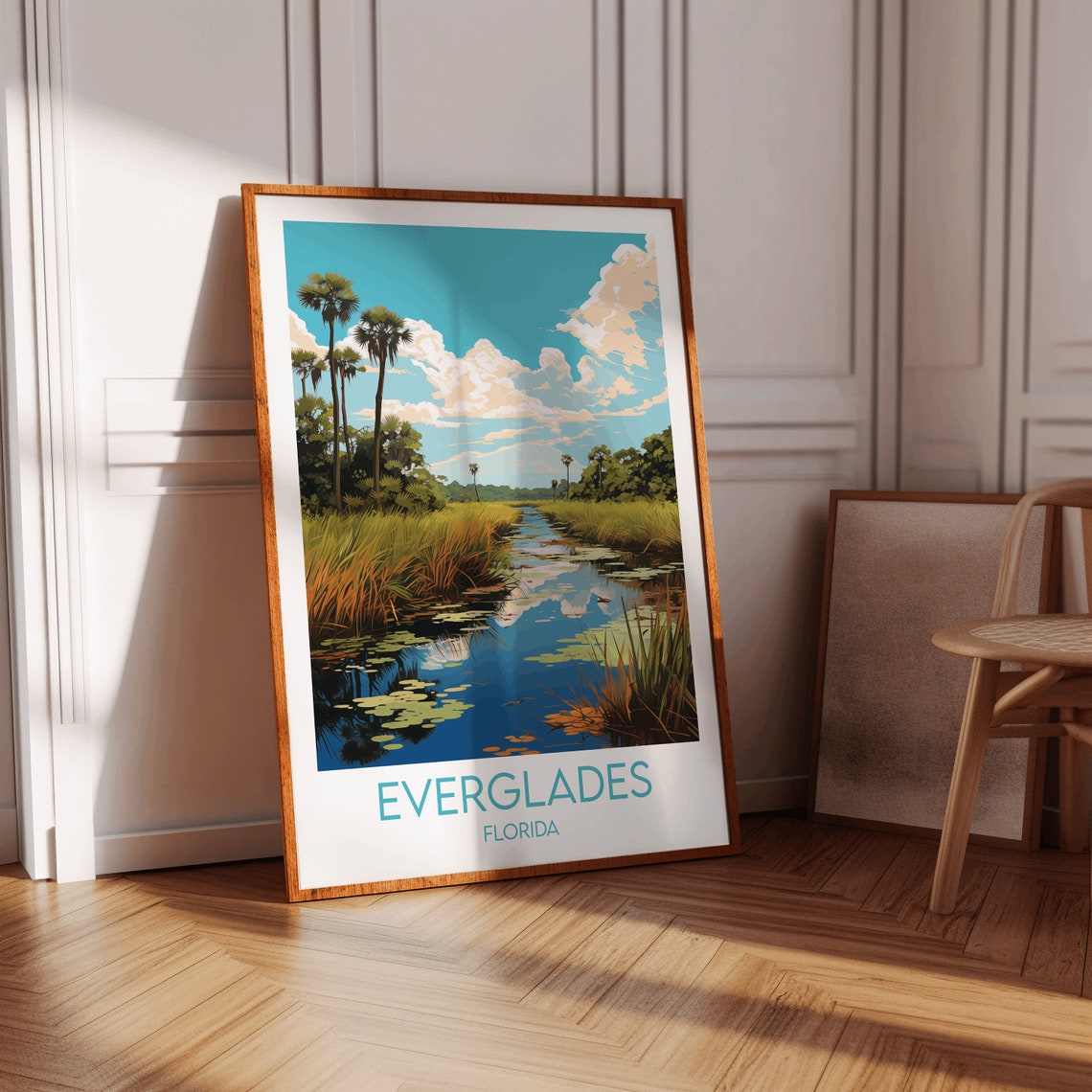 Everglades Florida Wetland River Palm Trees Sunrise Travel Poster - Image 2