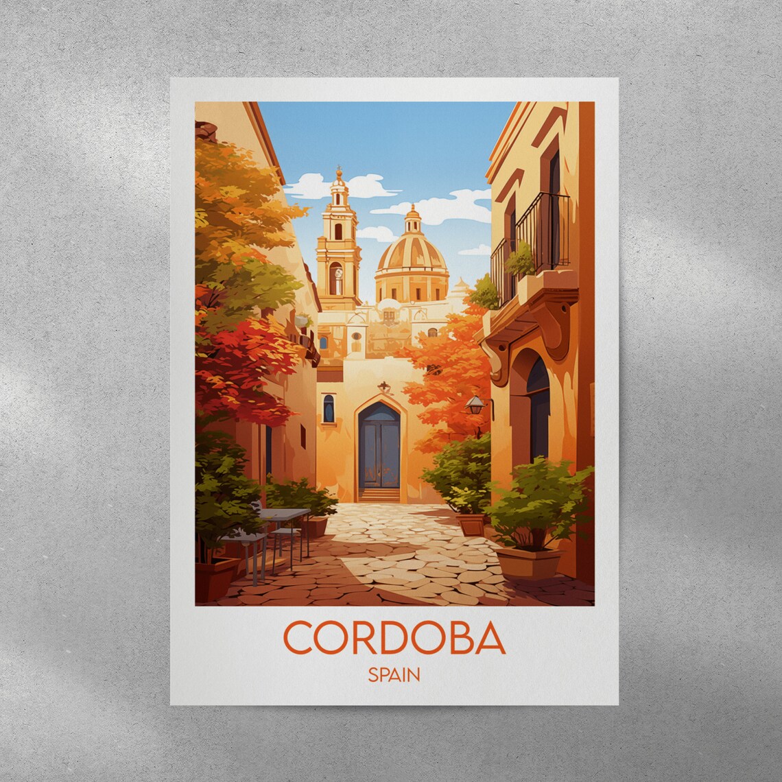 Cordoba Spain Sunlit Plaza Cathedral Golden Afternoon Travel Poster - Image 3