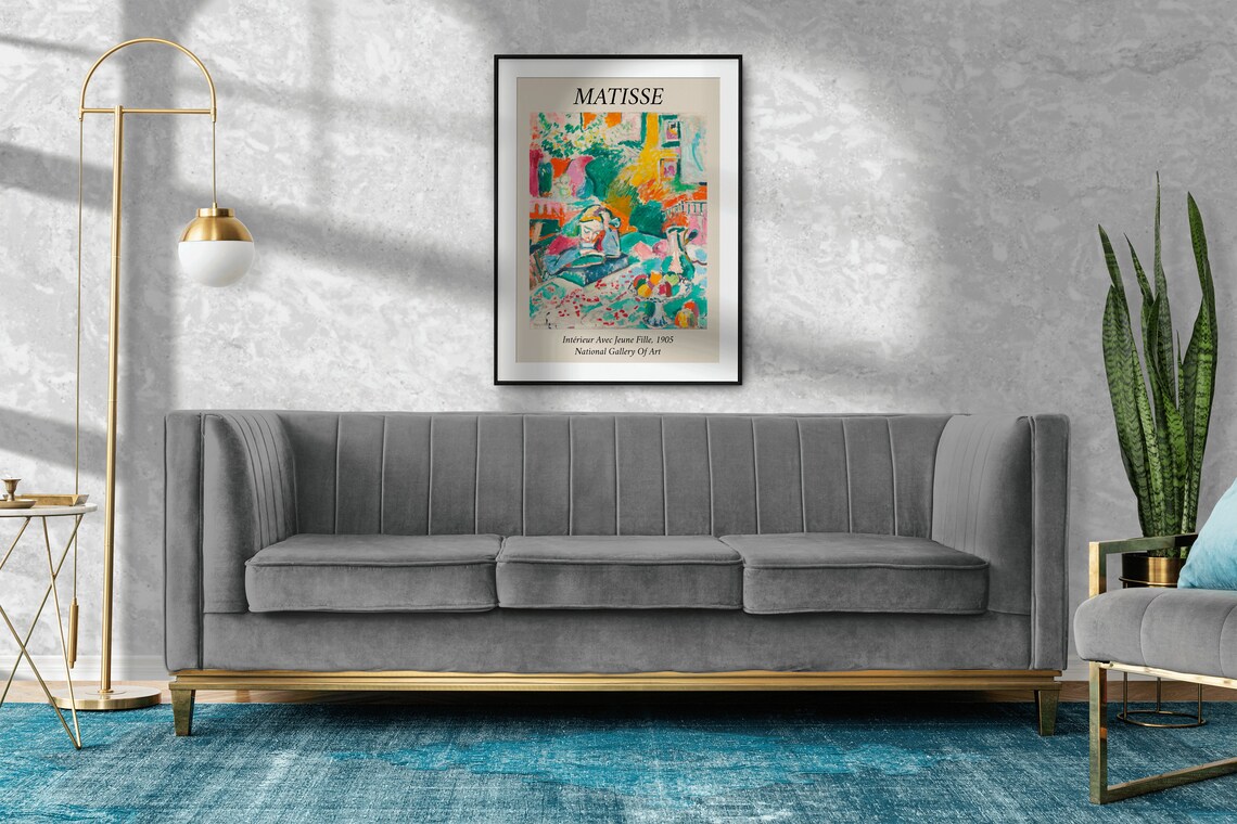 Matisse Girl Reading Vintage Flowers Art Print - Image 3