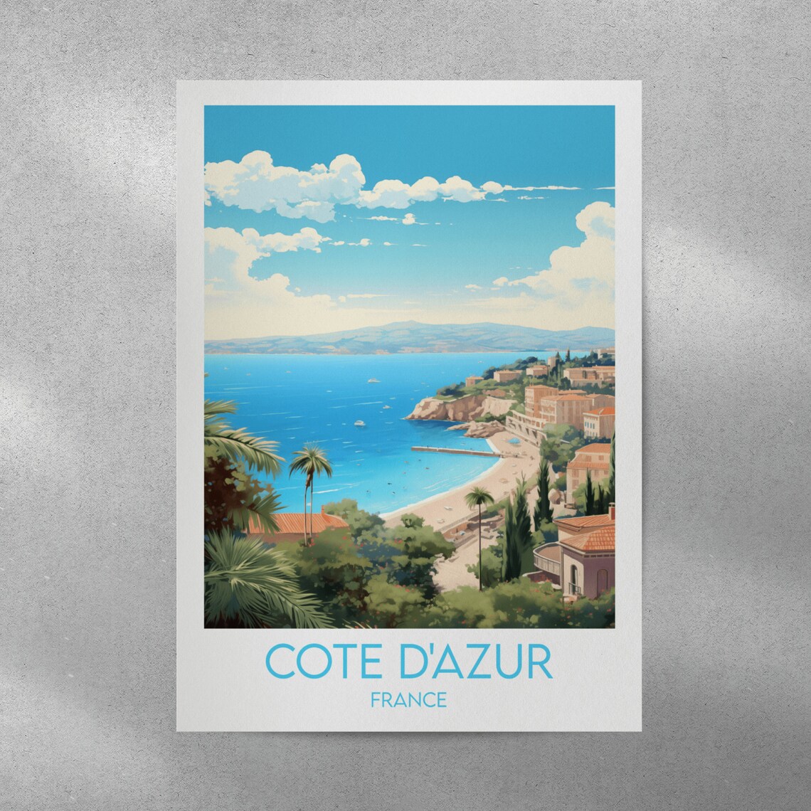 Cote D'Azur France Riviera Coast Sunny Retro Travel Art Poster - Image 4