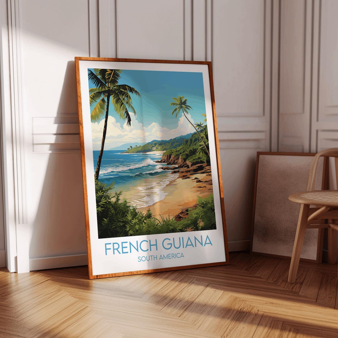 French Guiana South America Tropical Beach Vintage Travel Poster - Image 3