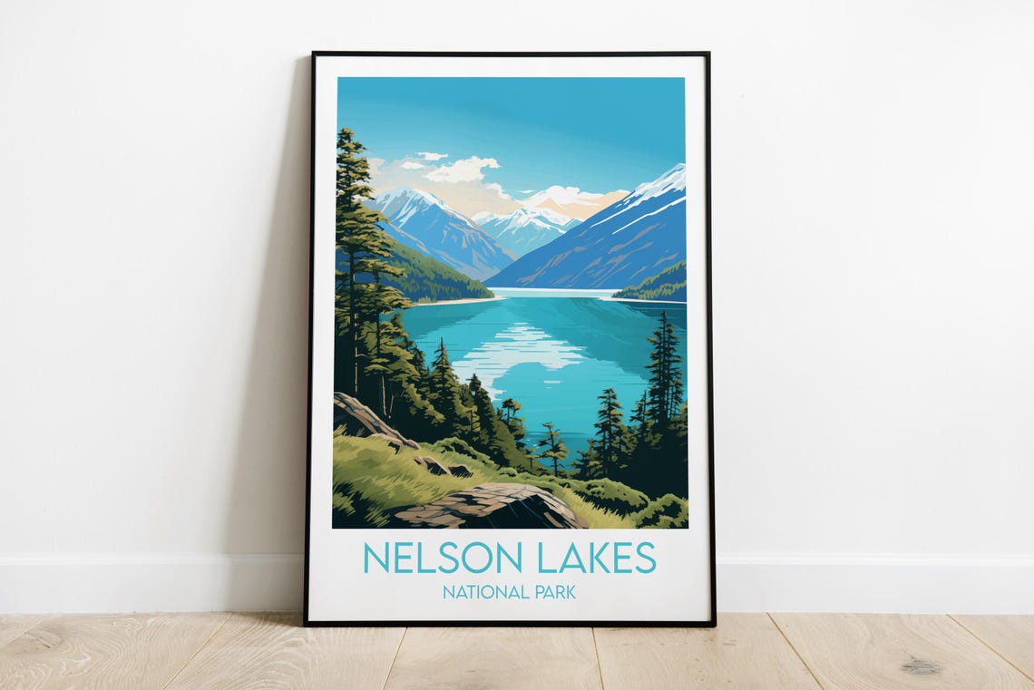 Nelson Lakes National Park Snowcapped Alpine Peaks Travel Wall Art