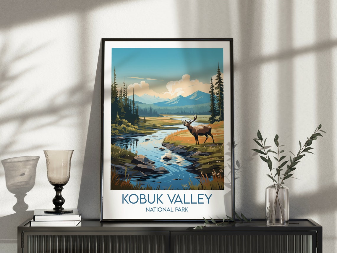 Kobuk Valley National Park Elk River Wildlife Landscape Poster - Image 3