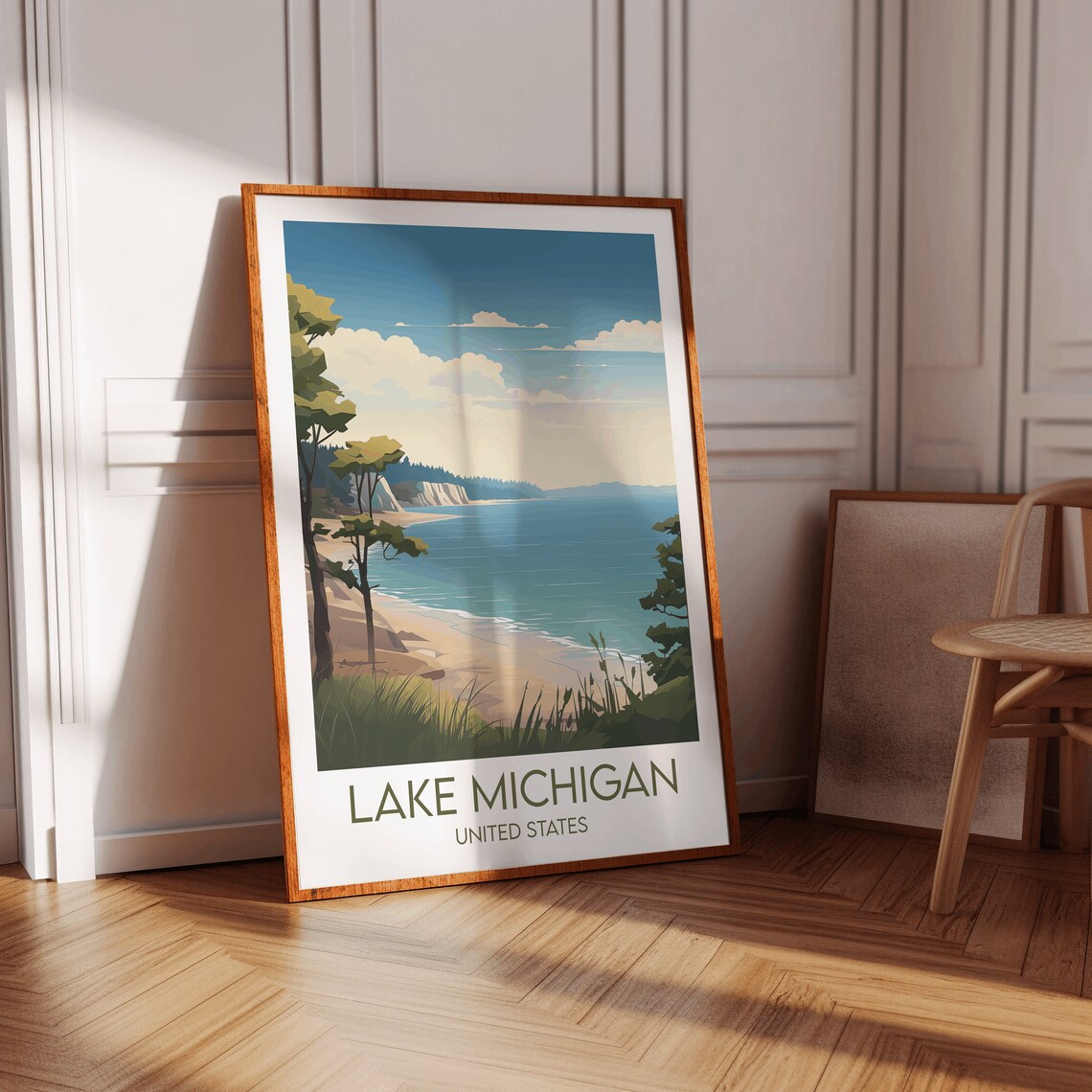 Lake Michigan Sandy Shoreline Vintage American Travel Poster - Image 2