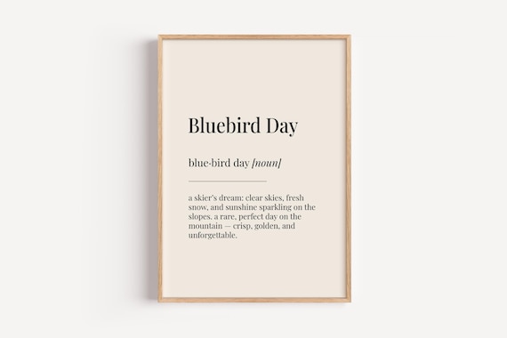Bluebird Day Dictionary Definition Ski Mountain Minimalist Poster