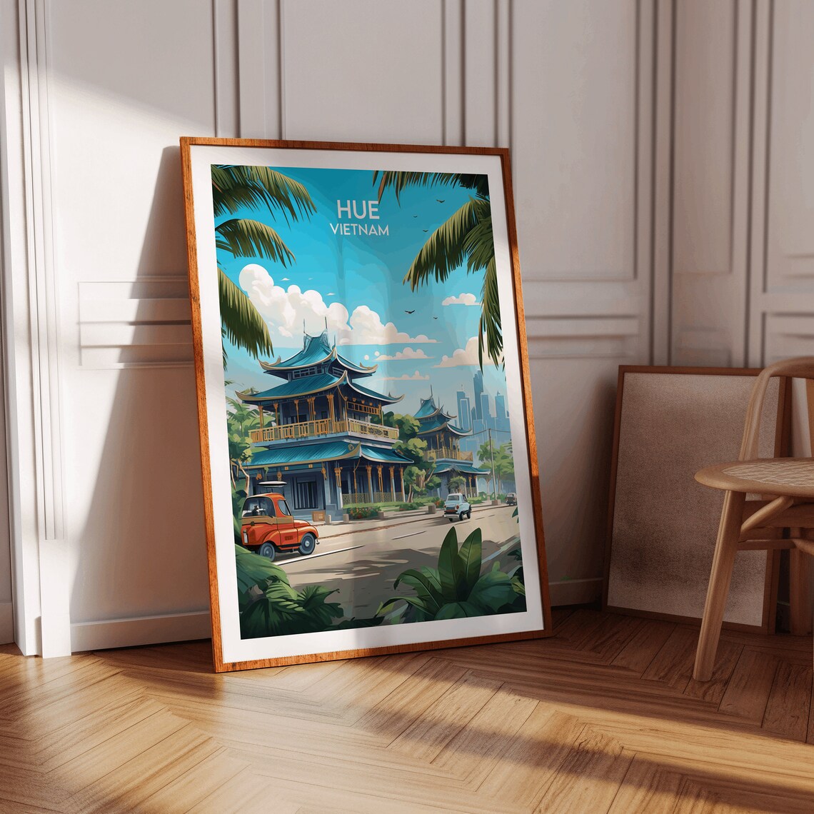 Hue Vietnam Imperial Pagoda Street Palms Heritage City Art Poster - Image 2