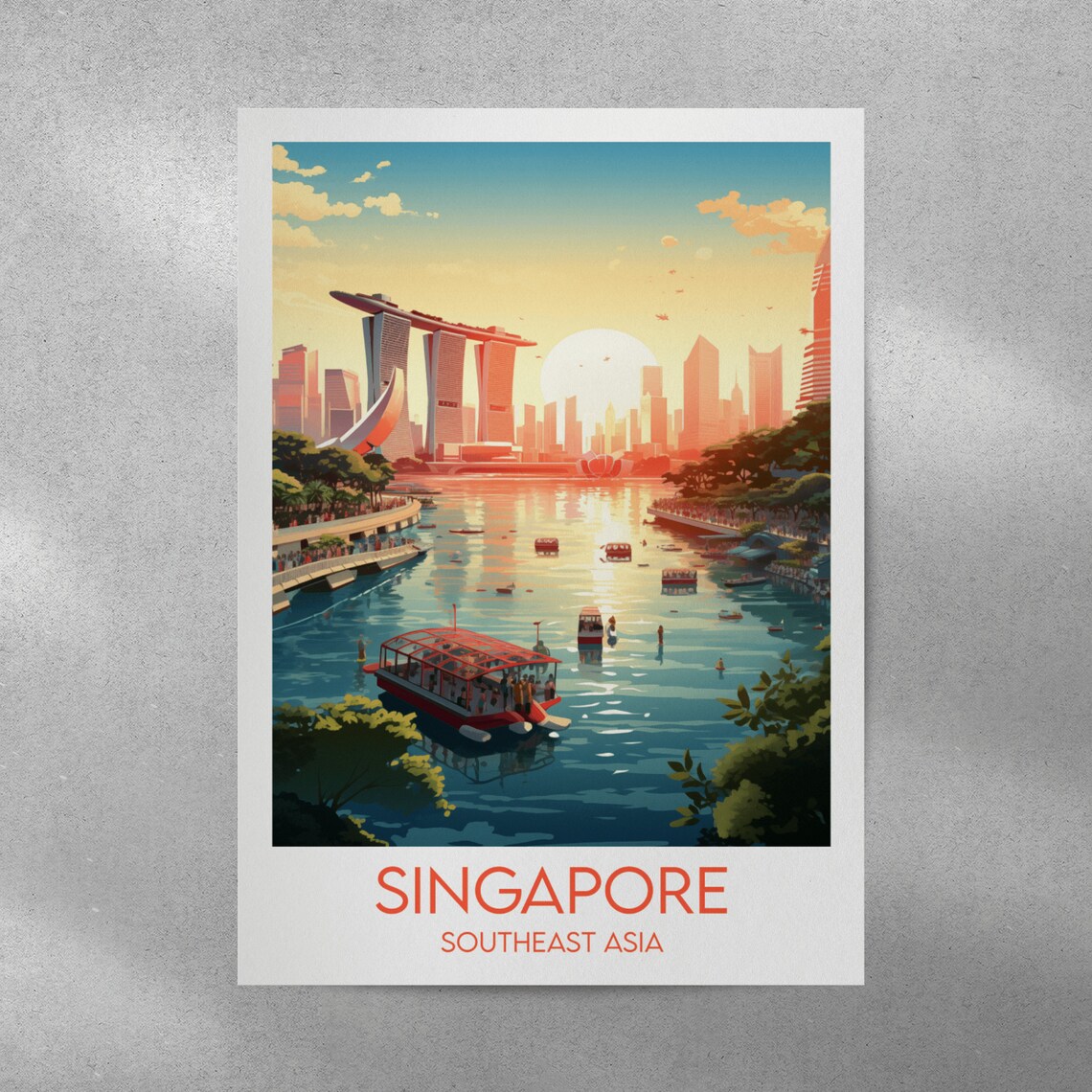 Singapore Travel Poster, Southeast Asia Custom Print - Image 4