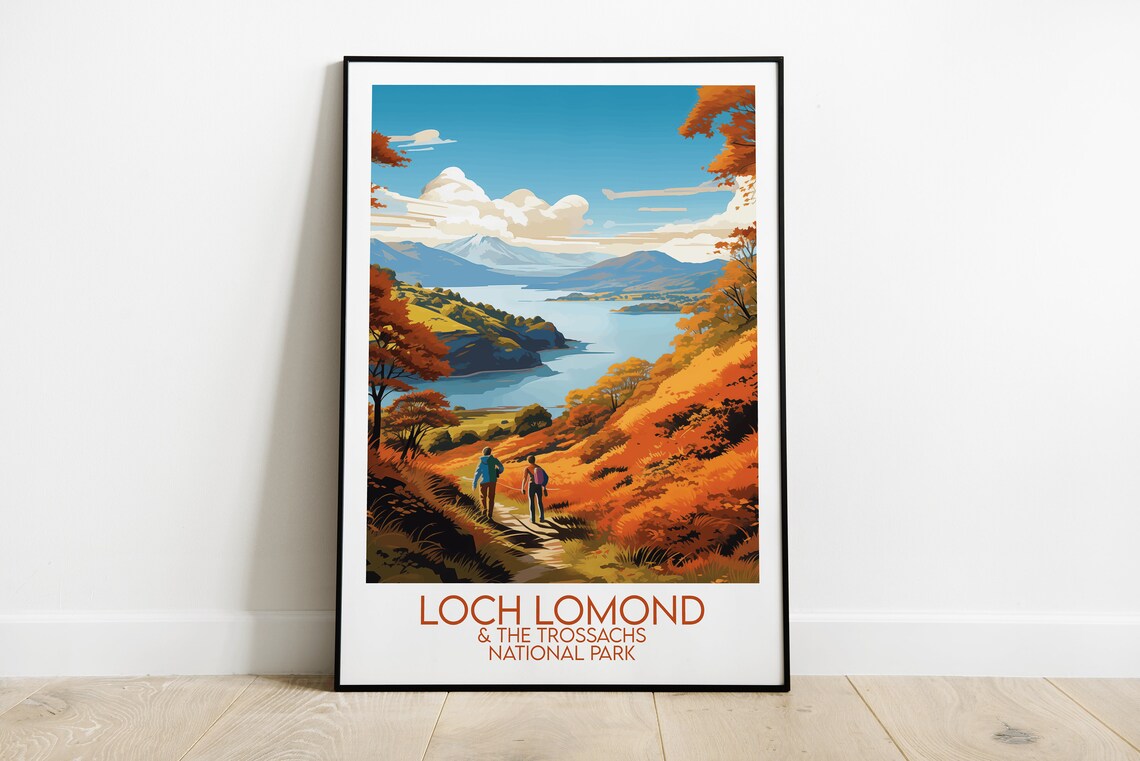Loch Lomond and the Trossachs Scotland Autumn Hiking Travel Poster