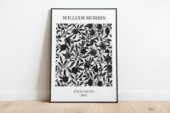 William Morris Four Fruits 1862 Black White Botanical Art Print