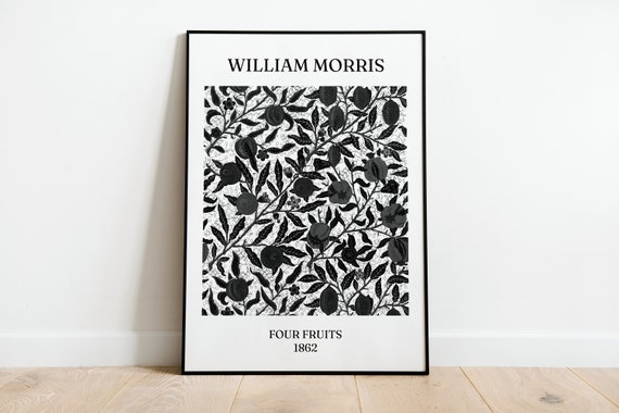 William Morris Four Fruits Black And White Print A3 A4 A5 Exhibition Poster Flower Wall Art Deco Home Decor Minimalist Monochrome