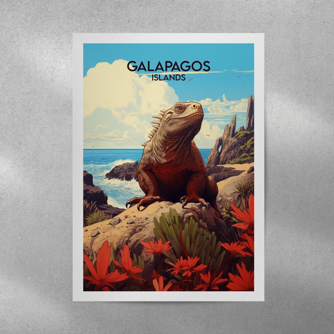 Galapagos Islands Marine Iguana Wildlife Volcano Coast Poster - Image 3