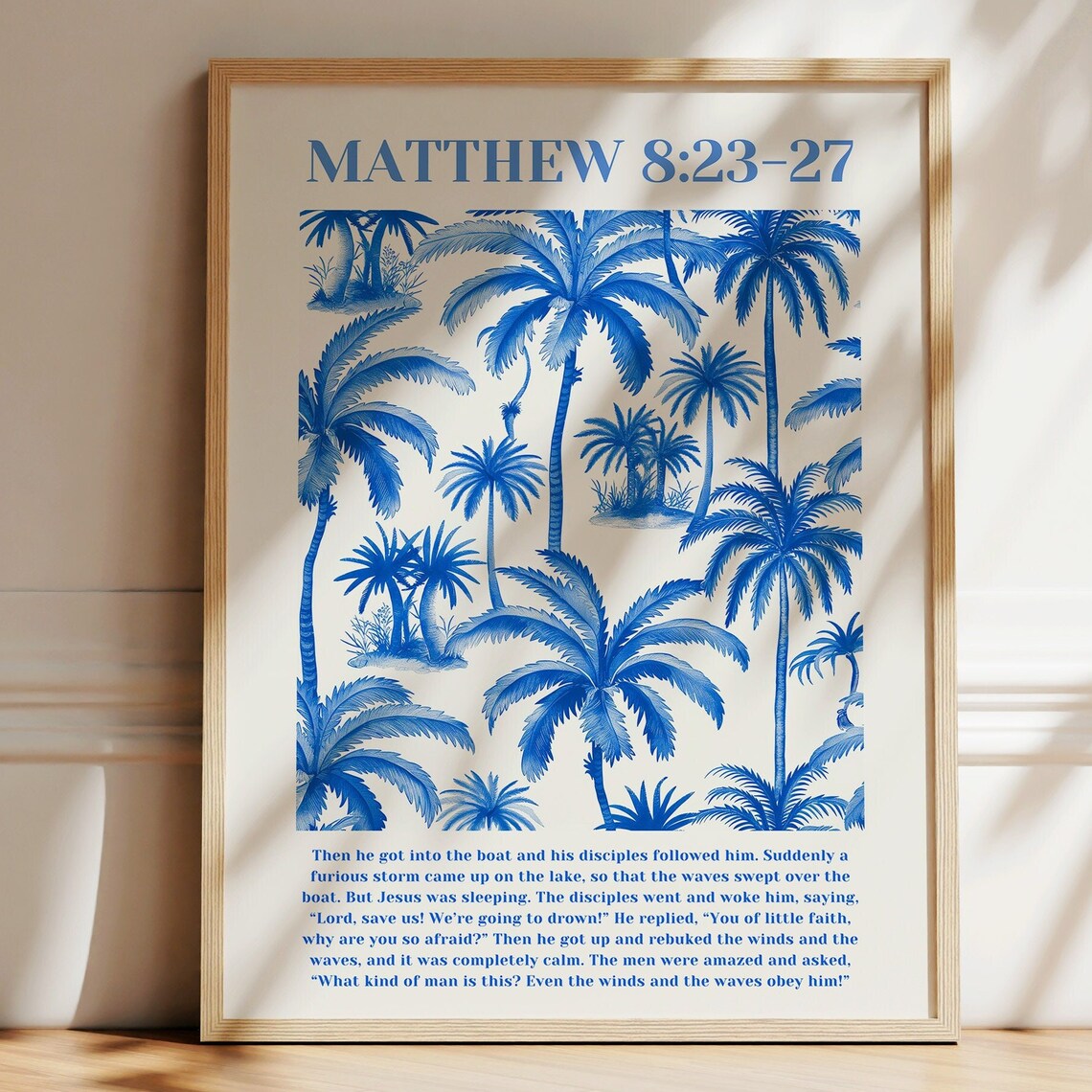 Bible Verse Toile Print Christian Chinoiserie Wall Art
