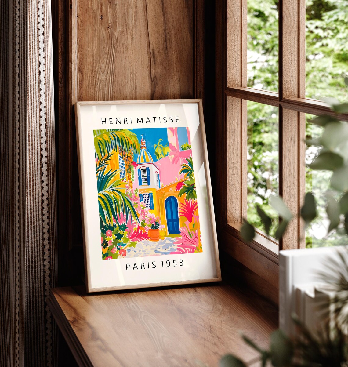 Henri Matisse Style Colorful Courtyard with Dome Tower Paris 1953 Poster - Image 6